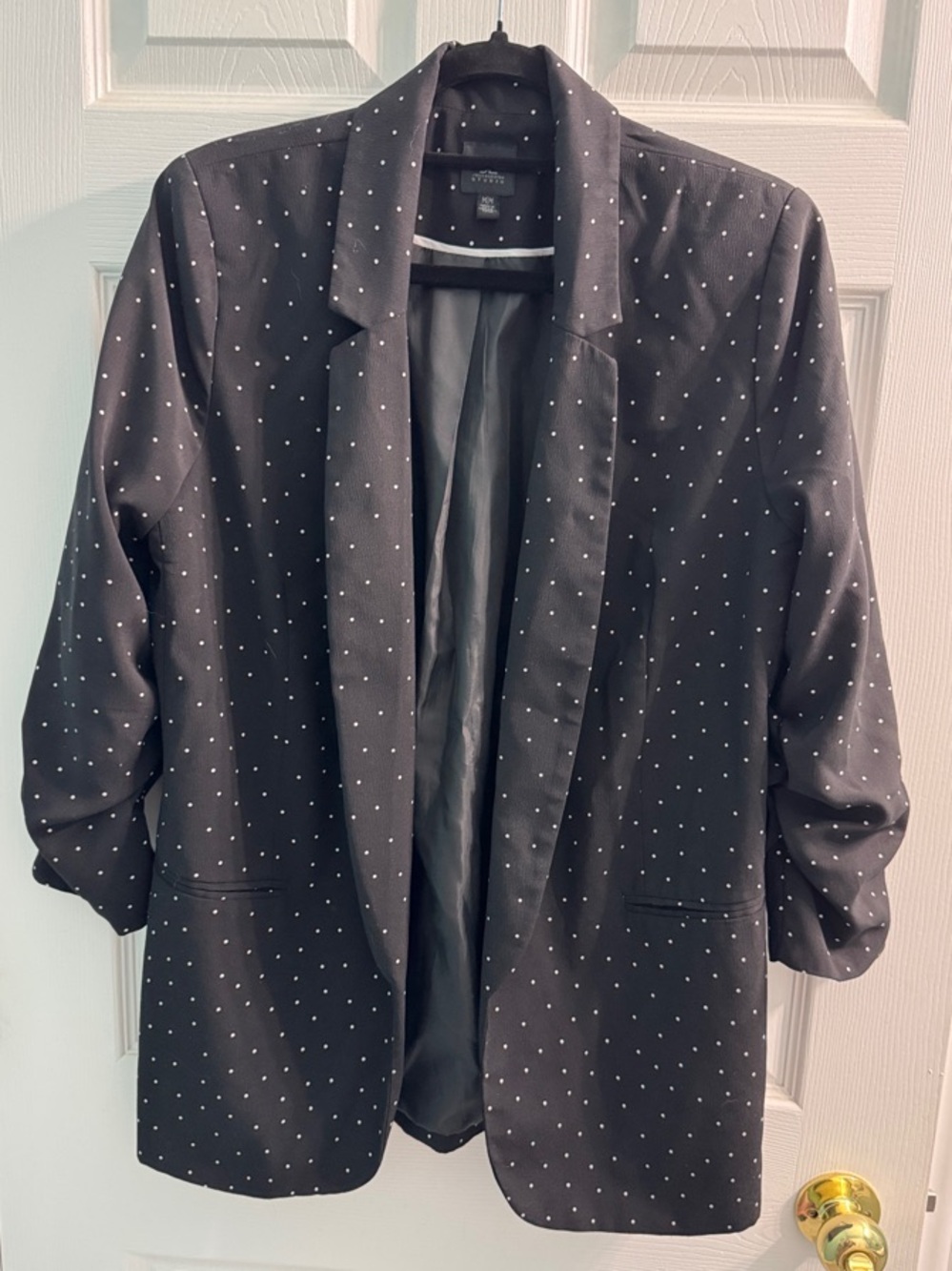 Jules & Leopold Black Polka Dot Open-Front Blazer